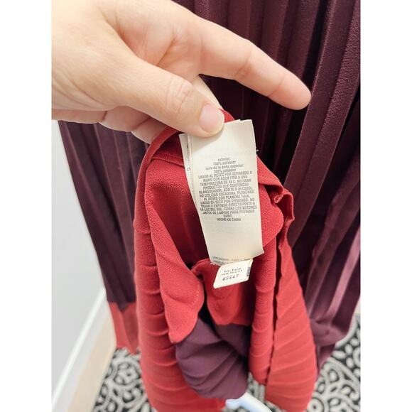 TED BAKER Trapeze Colorblock Dress Pleated Sleeveless SZ 2 Bow Pink Red Purple - Picture 12 of 13